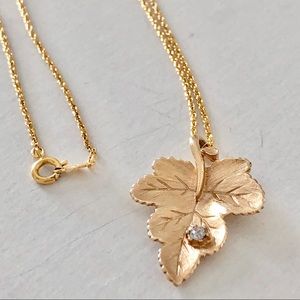 925 Gold Chain (30”) with Leaf Pendant